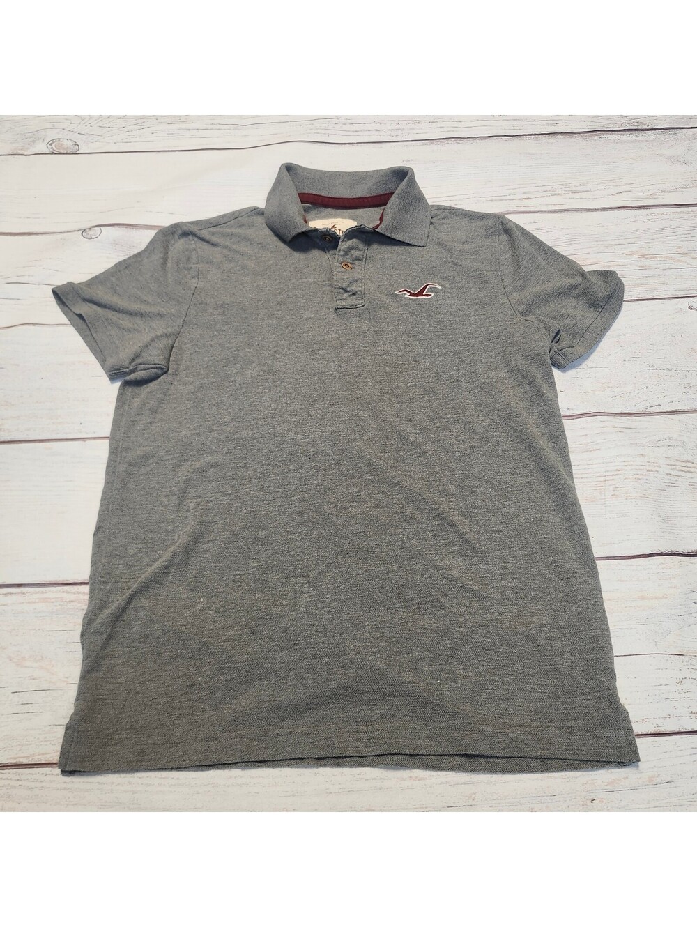 Hollister California Gray Short Sleeve Polo Shirt Medium